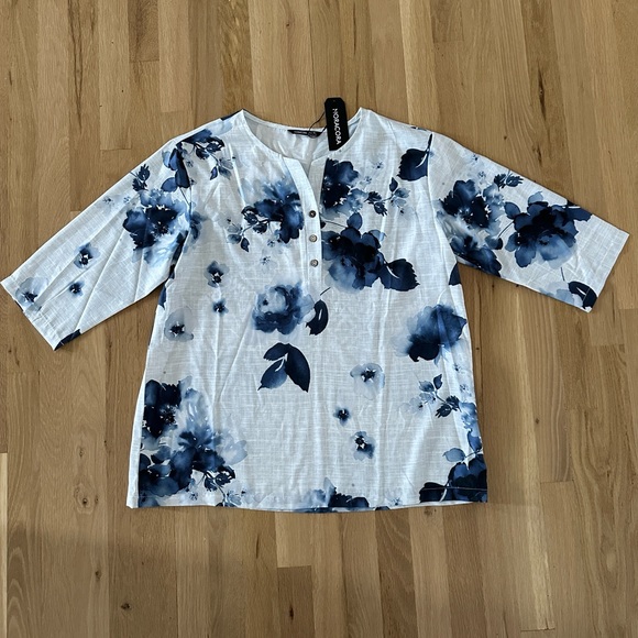 Noracora Navy Floral Blouse - Picture 1 of 2